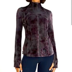 Lululemon Define Jacket Velvet Purple Black Tie Dye Full Zip Mock Neck Size 18